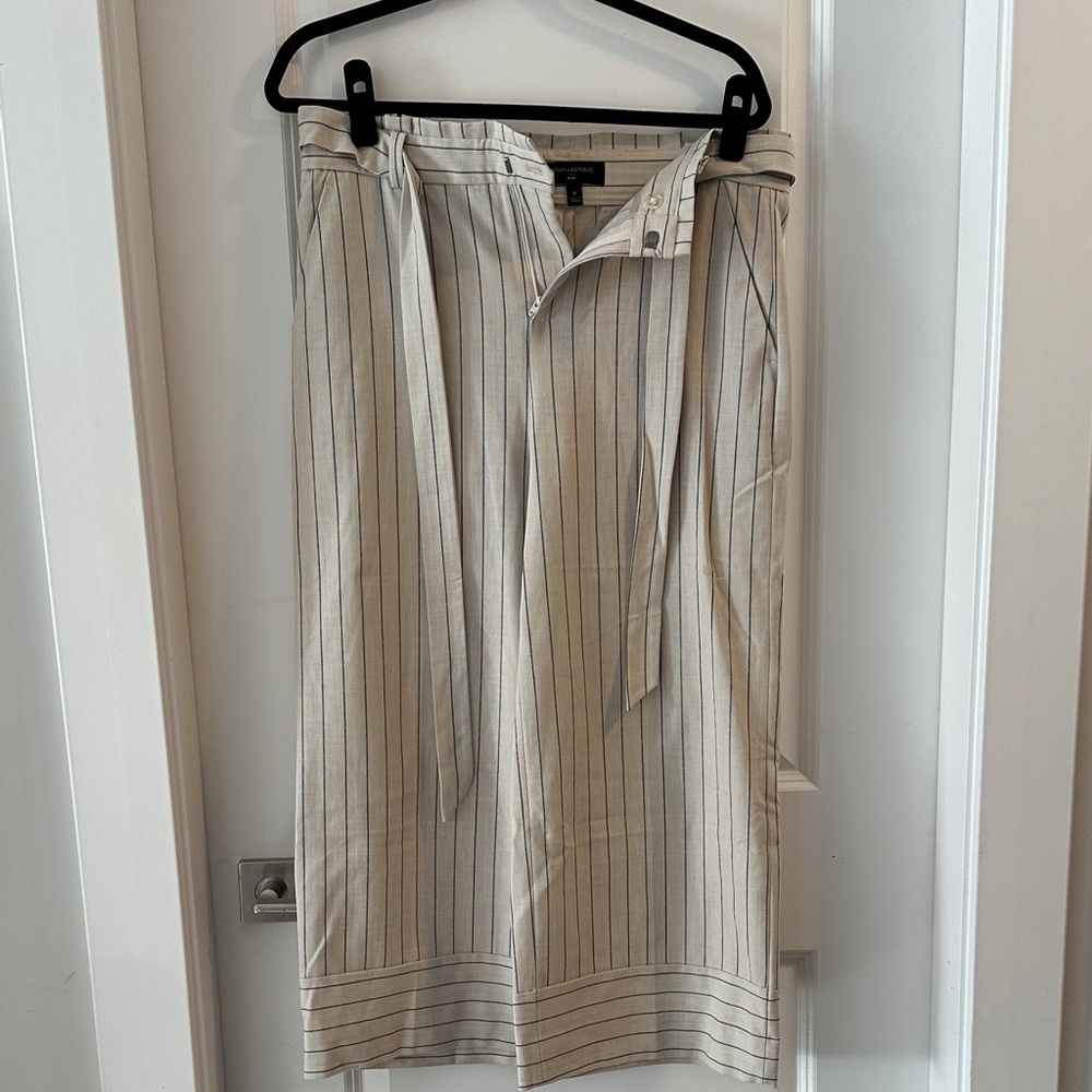 Striped Beige Wide Leg Pants (cropped)